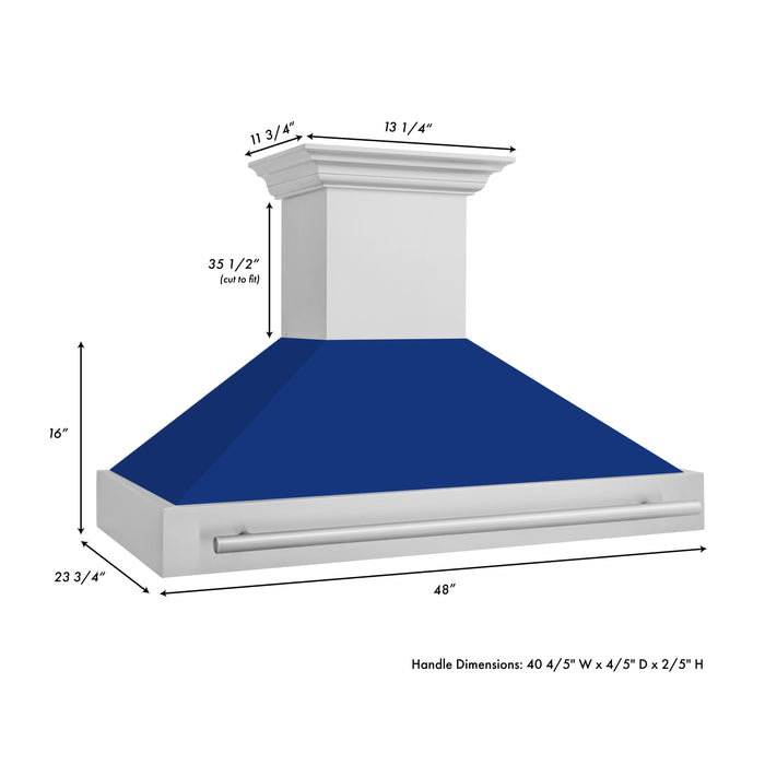 ZLINE 48 in. Fingerprint Resistant Stainless Steel Range Hood with Colored Shell Options (8654SNX)