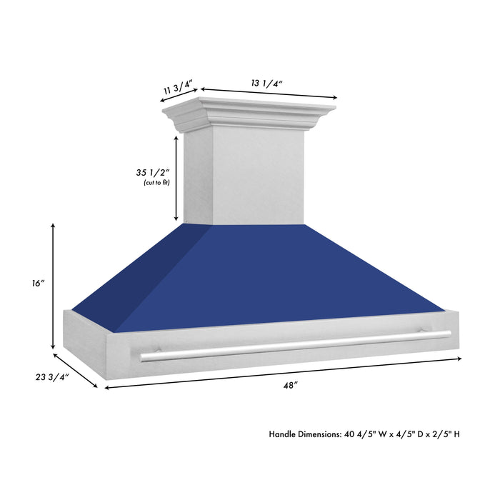 ZLINE 48 in. Fingerprint Resistant Stainless Steel Range Hood with Colored Shell Options (8654SNX)