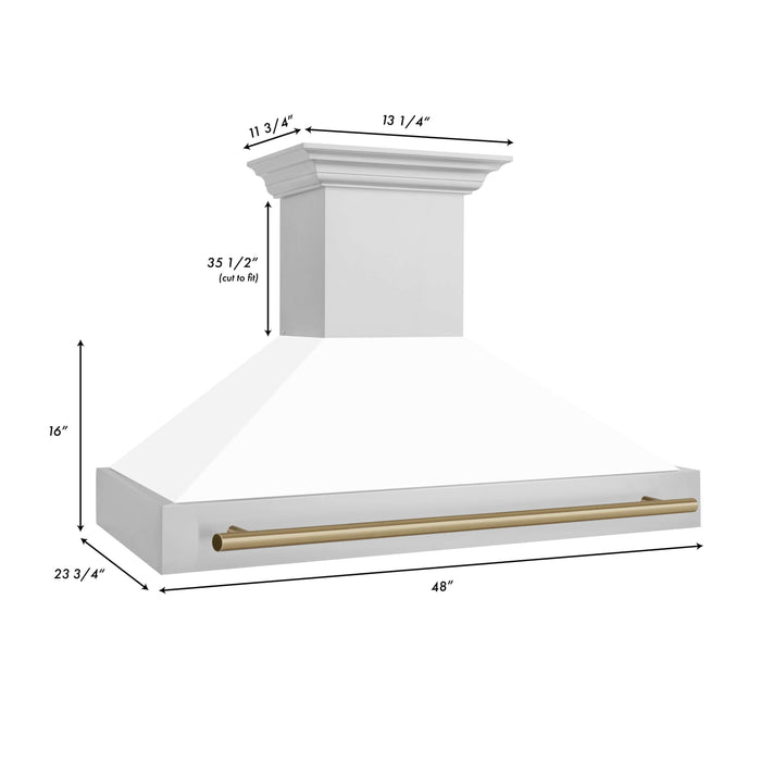 ZLINE 48 in. Autograph Edition Stainless Steel Range Hood with White Matte Shell and Handle (8654STZ-48)