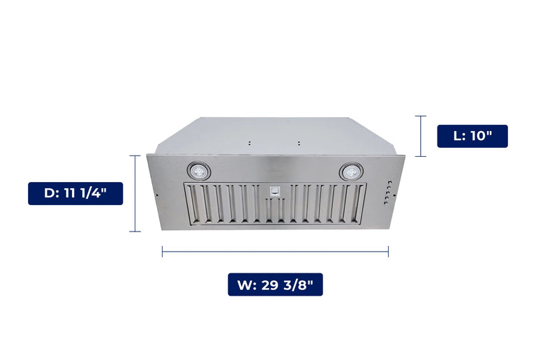 Hauslane 30 In. Range Hood Insert with Stainless Steel Filters (IN-R100SS-30)