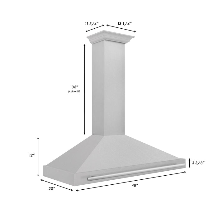 ZLINE 48 in. Fingerprint Resistant Stainless Steel Range Hood with Stainless Steel Handle (KB4SNX)