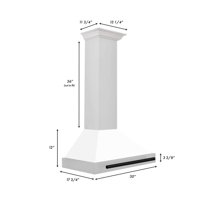 ZLINE 30 in. Autograph Edition Stainless Steel Range Hood with White Matte Shell and Accents (KB4STZ-WM30)