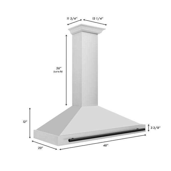 ZLINE 48 in. Autograph Edition Stainless Steel Range Hood with Stainless Steel Shell and Accents (KB4STZ-48)