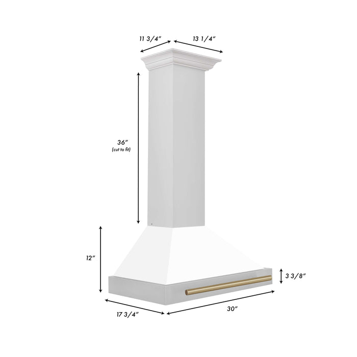 ZLINE 30 in. Autograph Edition Stainless Steel Range Hood with White Matte Shell and Accents (KB4STZ-WM30)