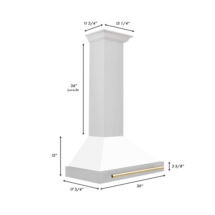 ZLINE 30 in. Autograph Edition Stainless Steel Range Hood with White Matte Shell and Accents (KB4STZ-WM30)