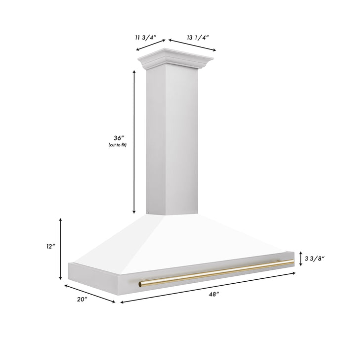 ZLINE 48 in. Autograph Edition Stainless Steel Range Hood with White Matte Shell and Accents (KB4STZ-WM48)