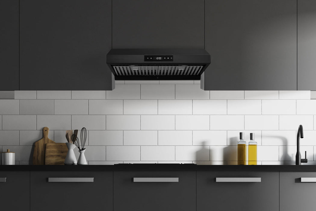 Hauslane 30 in. Under Cabinet Touch Control Range Hood with Stainless Steel Filters in Matte Black (UC-PS18BLK-30)