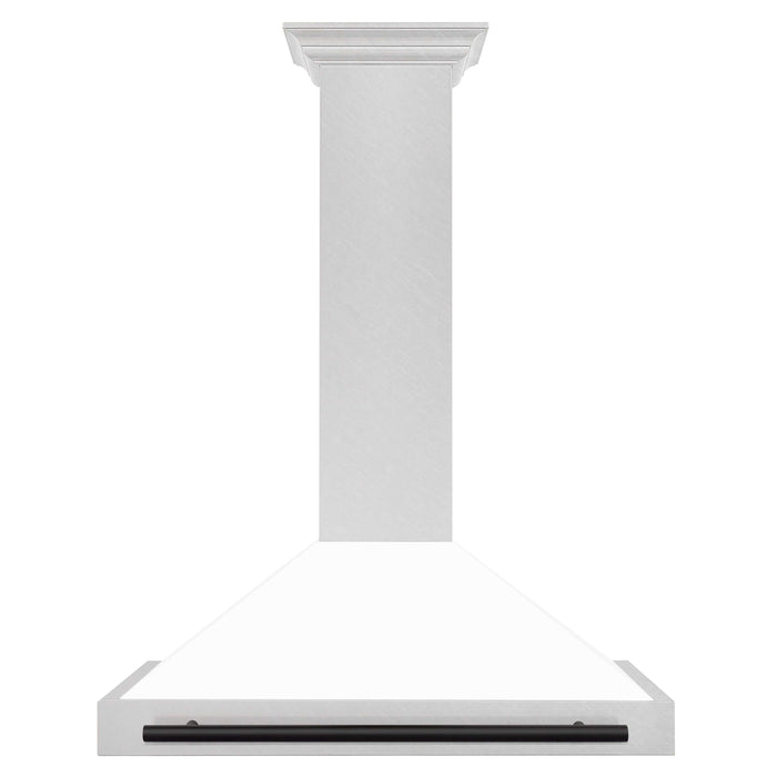 ZLINE 36 in. Autograph Edition in Fingerprint Resistant Stainless Steel Range Hood with White Matte Shell and Accented Handle (KB4SNZ-WM36)