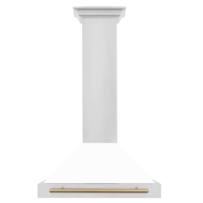 ZLINE 30 in. Autograph Edition Stainless Steel Range Hood with White Matte Shell and Accents (KB4STZ-WM30)