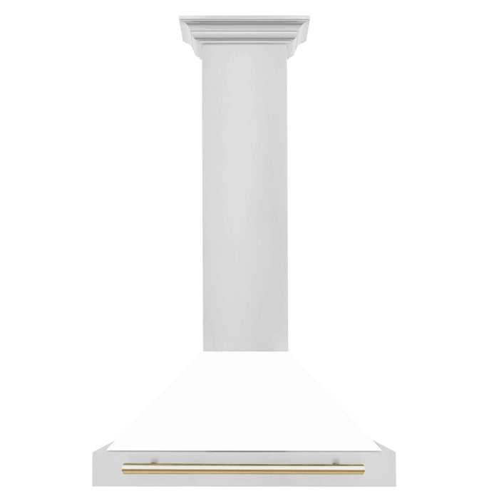 ZLINE 30 in. Autograph Edition Stainless Steel Range Hood with White Matte Shell and Accents (KB4STZ-WM30)