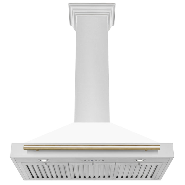 ZLINE 36 in. Autograph Edition Stainless Steel Range Hood with White Matte Shell and Accents (KB4STZ-WM36)