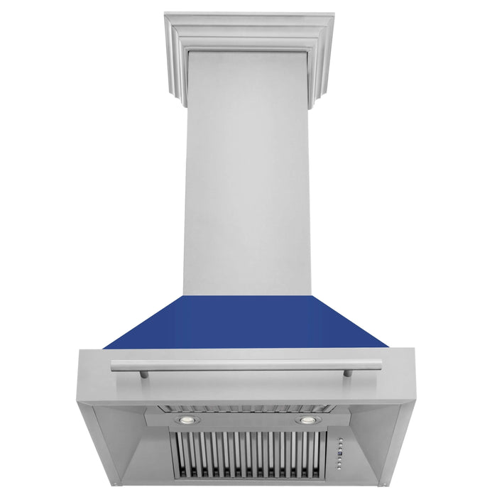 ZLINE 30 in. Stainless Steel Range Hood with Colored Shell Options and Stainless Steel Handle (8654STX)