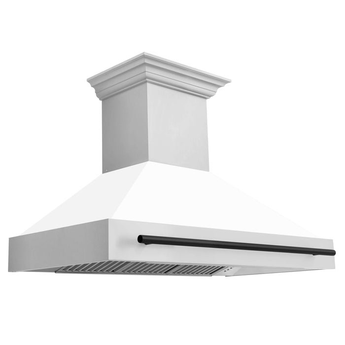 ZLINE 48 in. Autograph Edition Stainless Steel Range Hood with White Matte Shell and Handle (8654STZ-48)