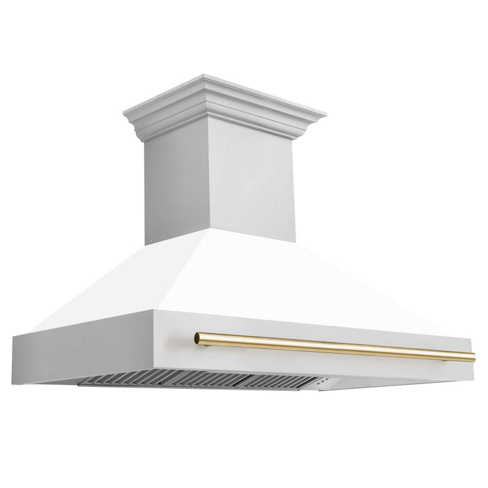 ZLINE 48 in. Autograph Edition Stainless Steel Range Hood with White Matte Shell and Handle (8654STZ-48)