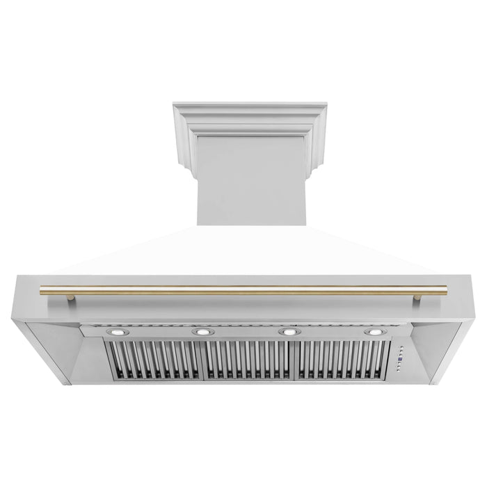 ZLINE 48 in. Autograph Edition Stainless Steel Range Hood with White Matte Shell and Handle (8654STZ-48)