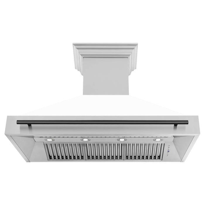 ZLINE 48 in. Autograph Edition Stainless Steel Range Hood with White Matte Shell and Handle (8654STZ-48)