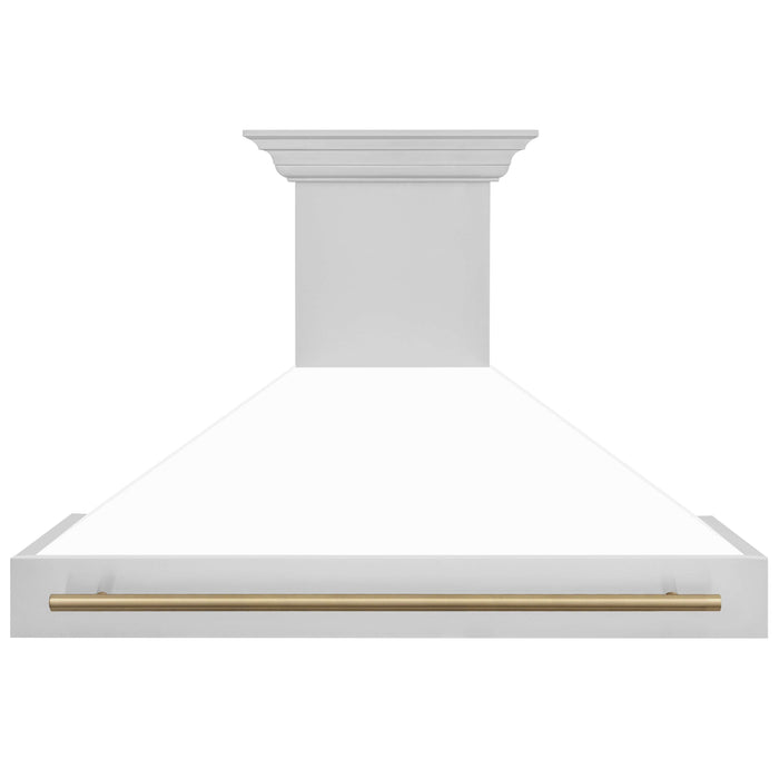 ZLINE 48 in. Autograph Edition Stainless Steel Range Hood with White Matte Shell and Handle (8654STZ-48)