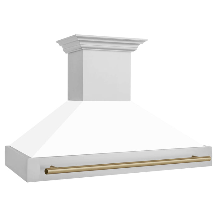 ZLINE 48 in. Autograph Edition Stainless Steel Range Hood with White Matte Shell and Handle (8654STZ-48)