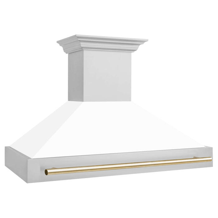 ZLINE 48 in. Autograph Edition Stainless Steel Range Hood with White Matte Shell and Handle (8654STZ-48)