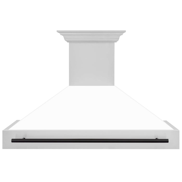 ZLINE 48 in. Autograph Edition Stainless Steel Range Hood with White Matte Shell and Handle (8654STZ-48)