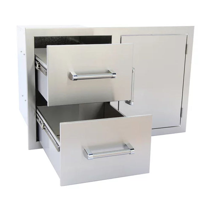 KoKoMo Grills Outdoor Kitchen Stainless Steel Two Drawer