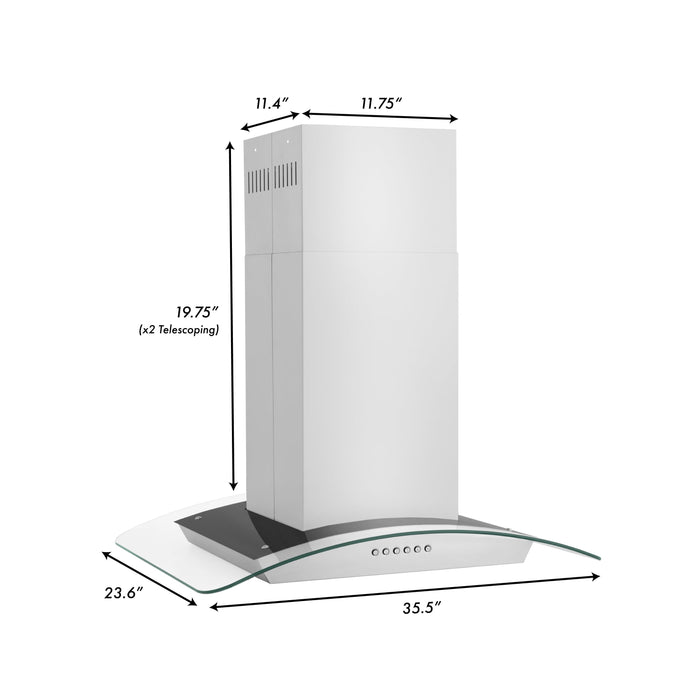 ZLINE Alpine Series Convertible Island Mount Range Hood in Stainless Steel (ALP70IS)