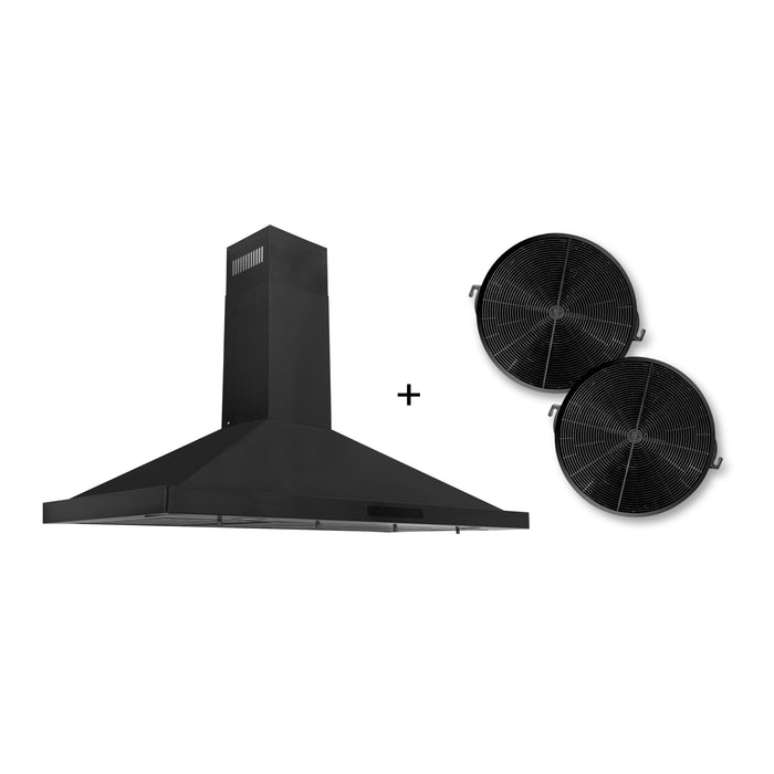 ZLINE Recirculating Wall Mount Range Hood with Charcoal Filters in Black Stainless Steel (BSKBN-CF-42)