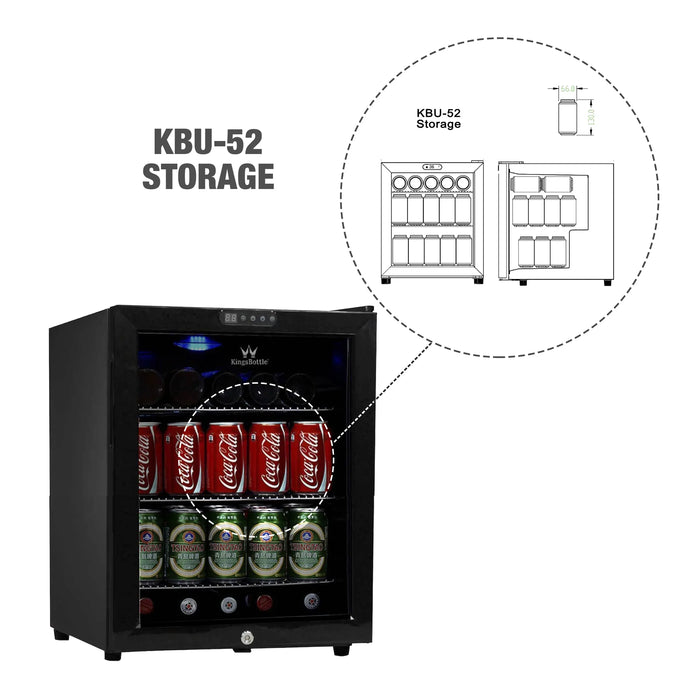 KingsBottle 15" Compressor 45 Can Mini Bar Fridge - KBU52BP