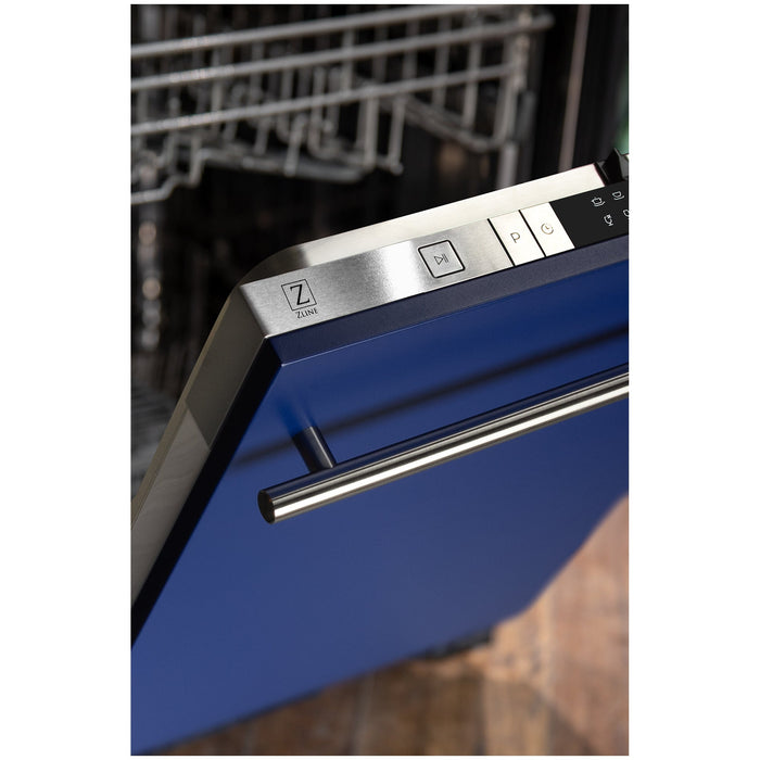 ZLINE 24 in. Top Control Dishwasher with Blue Matte Panel and Modern Style Handle, 52dBa (DW-BM-H-24)