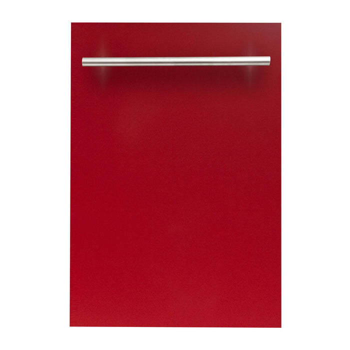 ZLINE 18 in. Compact Top Control Dishwasher with Red Gloss Panel and Modern Style Handle, 52 dBa (DW-RG-18)