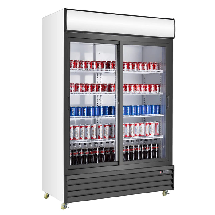 KingsBottle 18" Double Sliding Door Display Beverage Cooler Refrigerator - G1000