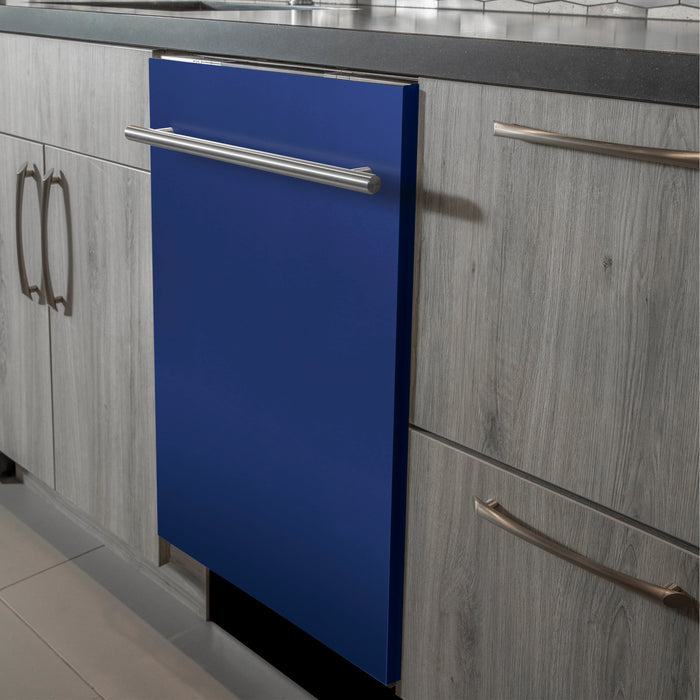 ZLINE 24 in. Top Control Dishwasher with Blue Matte Panel and Modern Style Handle, 52dBa (DW-BM-H-24)