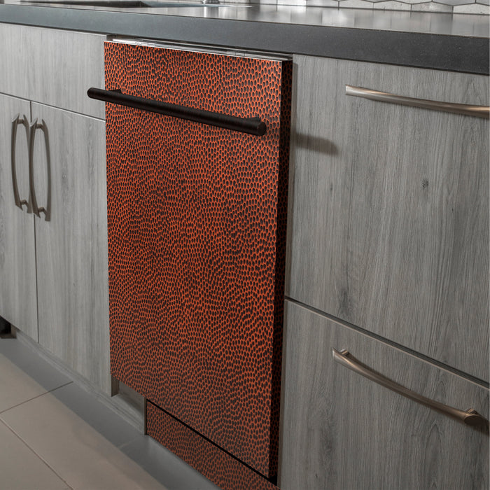 ZLINE 24 in. Top Control Dishwasher with Hand-Hammered Copper Panel and Modern Style Handle, 52dBa (DW-HH-24)