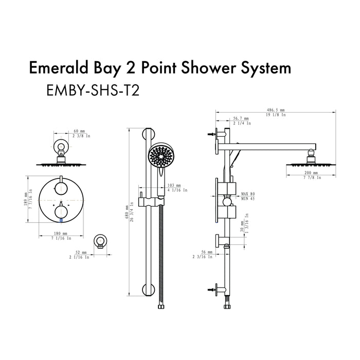 ZLINE Emerald Bay Thermostatic Shower System - EMBY-SHS-T2