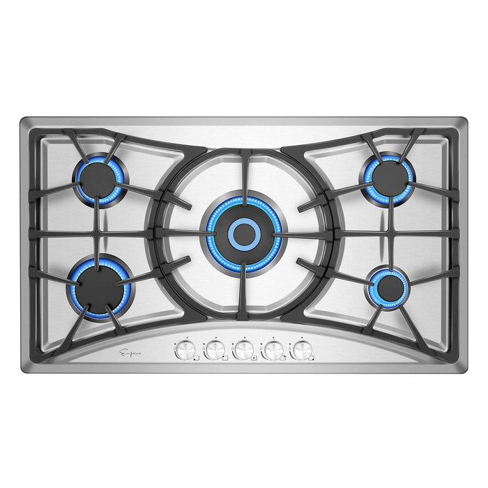 Empava 36 in. 5 Burner Built-in Gas Cooktop in Stainless Steel (36GC22)