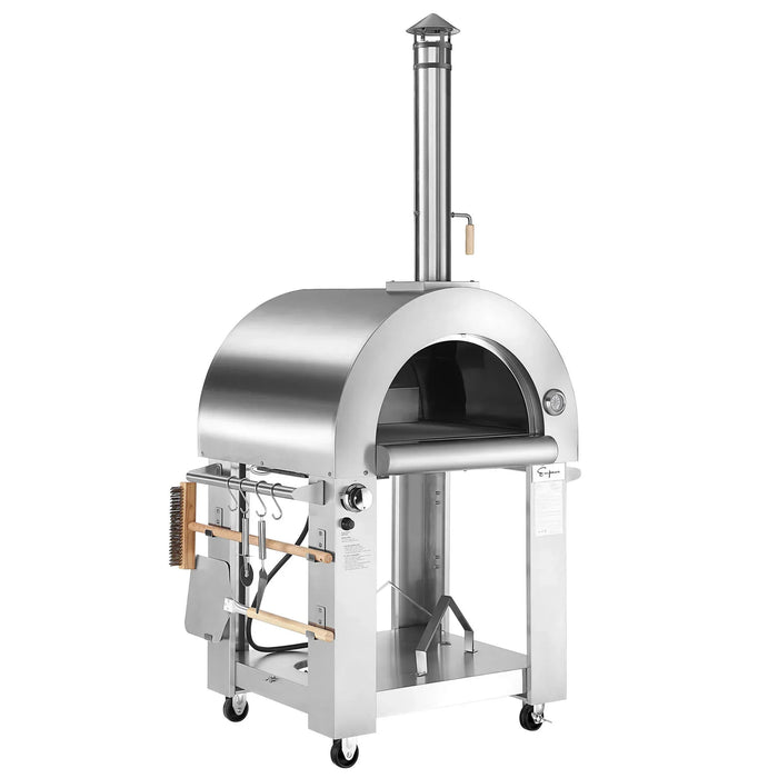 Empava Outdoor Propane Convertible Wood Fired Pizza Oven in Stainless Steel (PG03)