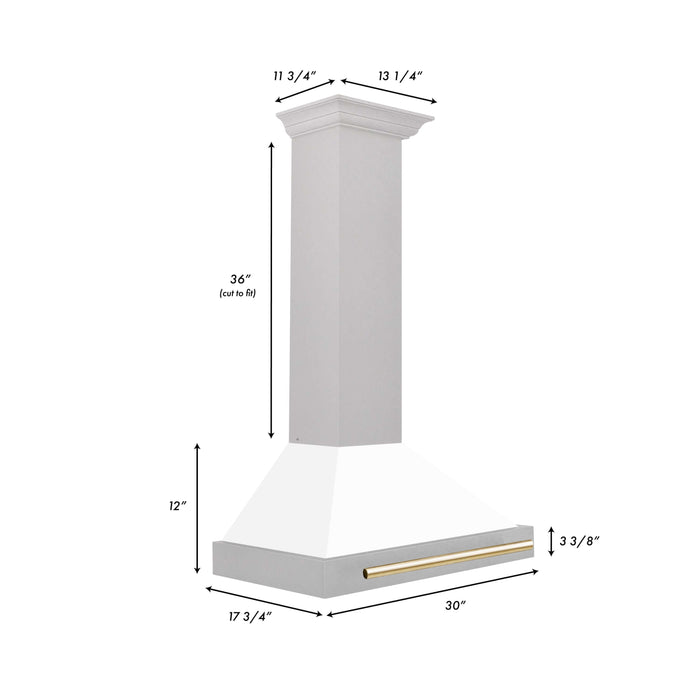 ZLINE 30 in. Autograph Edition Fingerprint Resistant Stainless Steel Range Hood with White Matte Shell and Accented Handle (KB4SNZ-WM30)