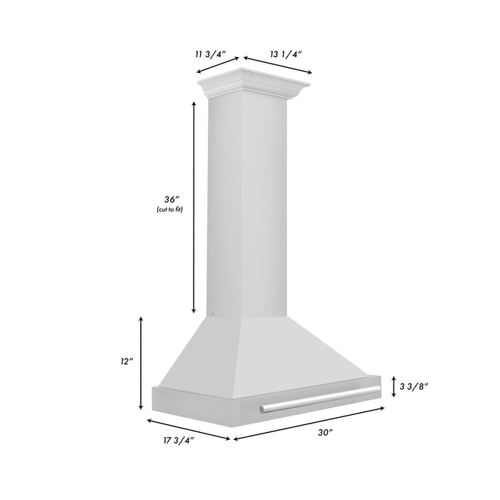 ZLINE 30 in. Stainless Steel Range Hood with Stainless Steel Handle and Colored Shell Options (KB4STX-30)