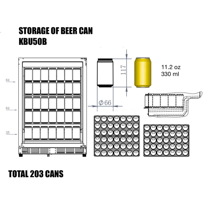 KingsBottle 24" Under Counter Beer Cooler Fridge Built In - KBU50BX