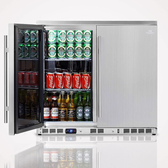 KingsBottle 36" Outdoor Beverage Refrigerator 2 Door For Home - KBU56ASD