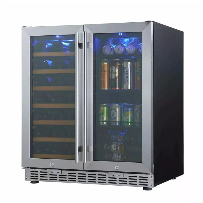 KingsBottle 30" Under Counter Low-E Glass Door Wine and Beer Cooler Combo - KBUSF66BW