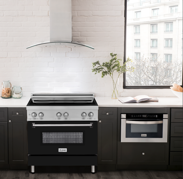 ZLINE 36 in. 4.6 cu. ft. Induction Range with a 4 Element Stove and Electric Oven with Black Matte Door (RAIND-BLM-36)