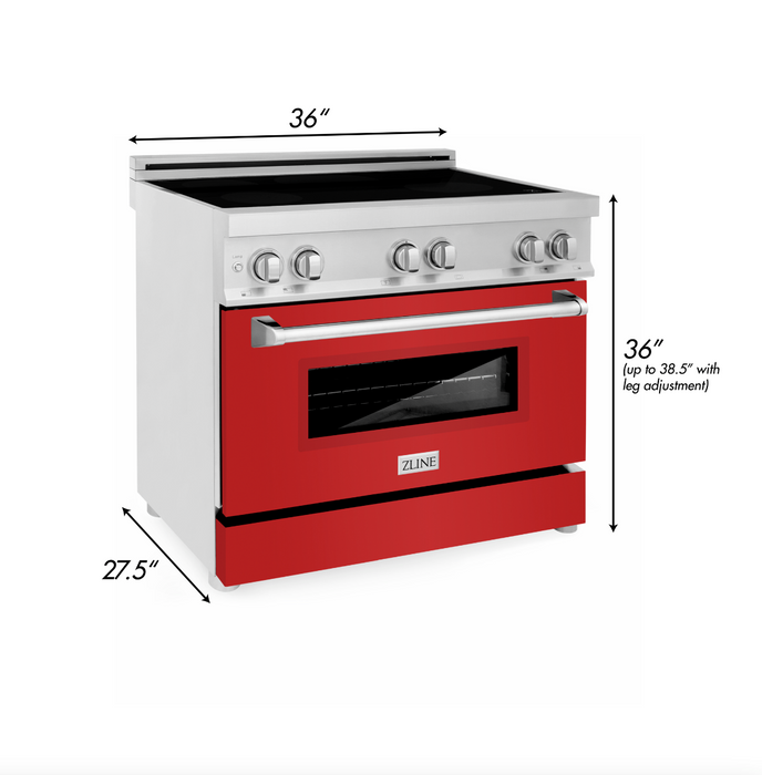 ZLINE 36 in. 4.6 cu. ft. Induction Range with a 4 Element Stove and Electric Oven with Red Matte Door (RAIND-RM-36)