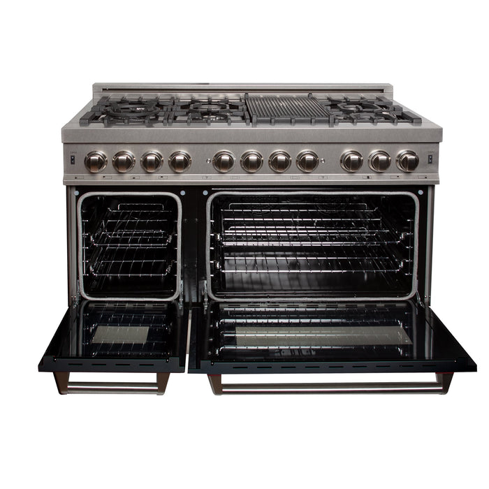 ZLINE 48 in. Fingerprint Resistant Stainless Steel 6.0 cu.ft. 7 Gas Burner/Electric Oven Range with Black Matte Door (RAS-BLM-48)