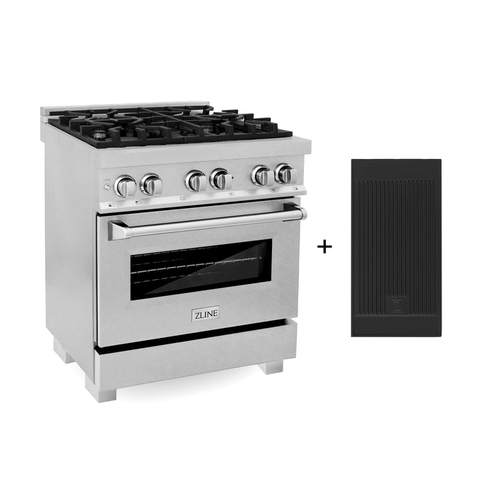 ZLINE 30 in. 4.0 cu. ft. Electric Oven and Gas Cooktop Dual Fuel Range with Griddle in Fingerprint Resistant Stainless (RAS-SN-GR-30)