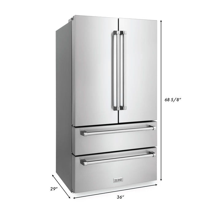 ZLINE 36 in. Freestanding French Door Refrigerator with Ice Maker in Fingerprint Resistant Stainless Steel (RFM-36)