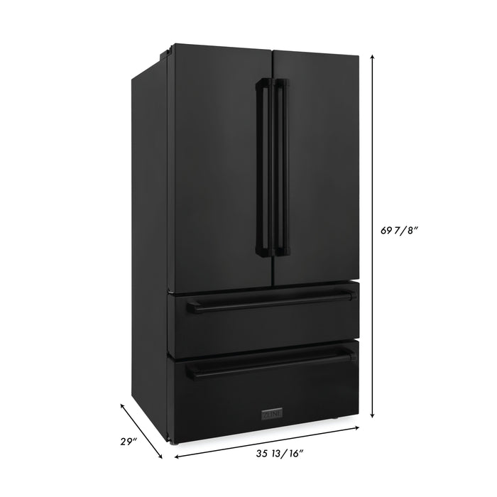 ZLINE 36 in. Freestanding French Door Refrigerator with Ice Maker in Black Stainless Steel (RFM-36-BS)