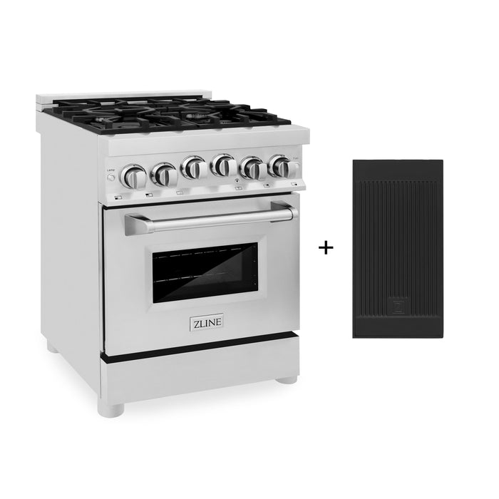 ZLINE 24 in. 2.8 cu. ft. Gas Oven and Gas Cooktop Range with Griddle in Stainless Steel (RG-GR-24)