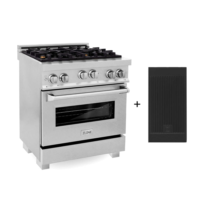 ZLINE 30 in. 4.0 cu. ft. Gas Oven and Gas Cooktop Range with Griddle and Brass Burners in Fingerprint Resistant Stainless Steel (RGS-SN-BR-GR-30)