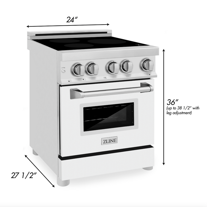 ZLINE 24 IN. 2.8 cu. ft. Induction Range with a 3 Element Stove and Electric Oven in Stainless Steel with White Matte Door(RAIND-WM-24)